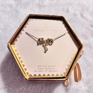 Gold Dipped Cubic Zirconia Charm Necklace - Gold Initial S